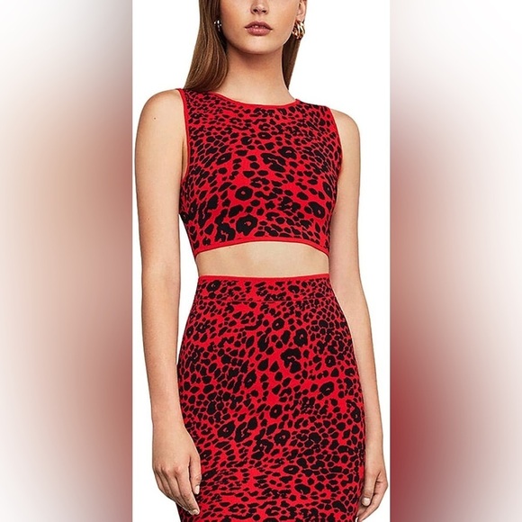 BCBG Tops - BCBG Fenella Top in Red Jewel Cheetah Print NWT